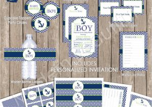 Baby Shower Invitation Packages Boy Nautical Baby Shower Invitation Package Chevron Baby