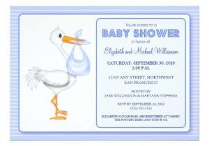 Baby Shower Invitation Wording for Early Arrival Stork S Arrival Baby Shower Invitation Blue