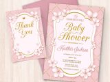 Baby Shower Invitations and Thank You Cards Printable Pink White Gold Baby Shower Invitations Free