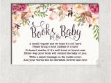 Baby Shower Invitations asking for Books Floral Books for Baby Insert Card Flower Baby Shower