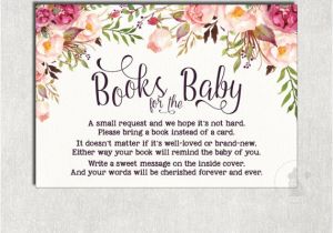 Baby Shower Invitations asking for Books Floral Books for Baby Insert Card Flower Baby Shower