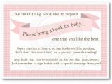 Baby Shower Invitations asking for Books Pink Baby Shower Book Insert Request Card for Girl