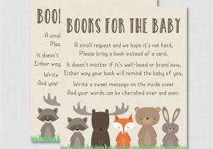Baby Shower Invitations Books Instead Of Cards Woodland Baby Shower Bring A Book Instead Of A Card Invitation