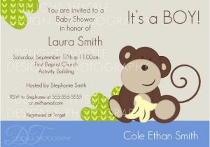 Baby Shower Invitations Boy Monkey theme Baby Shower Baby Boy Monkey theme Invitation Printable