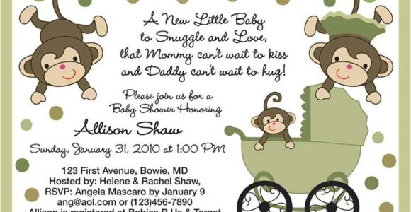 Baby Shower Invitations Boy Monkey theme Baby Shower Invitations Free Printable Baby Shower Monkey