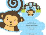 Baby Shower Invitations Boy Monkey theme Monkey Boy Shaped Baby Shower Invitations