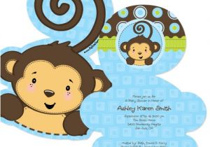 Baby Shower Invitations Boy Monkey theme Monkey Boy Shaped Baby Shower Invitations