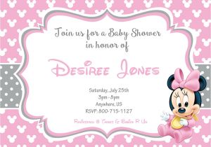 Baby Shower Invitations for Girls Minnie Mouse Minnie Mouse Baby Shower Invitations Templates