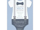 Baby Shower Invitations for Men Twin Little Men Baby Shower Invitation Blue Gray Card