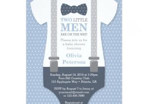 Baby Shower Invitations for Men Twin Little Men Baby Shower Invitation Blue Gray Card
