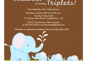 Baby Shower Invitations for Triplets Mama & Baby Elephants Triplets Baby Shower Invitation