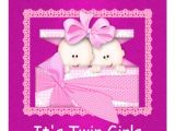 Baby Shower Invitations for Twin Girls Twin Girls Pink Baby Shower Invitations 5 25" Square