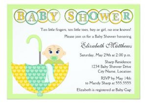 Baby Shower Invitations for Unknown Gender Gender Unknown Umbrella Baby Shower Invitation
