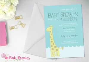 Baby Shower Invitations Giraffe theme Modern Baby Shower Invitation Giraffe theme Zoo Animal