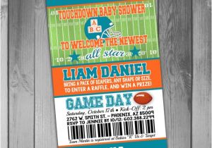 Baby Shower Invitations Miami Miami Dolphins Inspired Football Baby Shower by Claceydesign