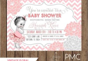 Baby Shower Invitations On Sale Custom Printed Vintage Floral Ballerina Baby Shower