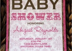 Baby Shower Invitations On Sale On Sale Pink and Brown Damask Baby Shower Invitations by