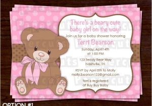 Baby Shower Invitations Teddy Bear theme Printable Diy Pink and Brown Teddy Bear theme Personalized