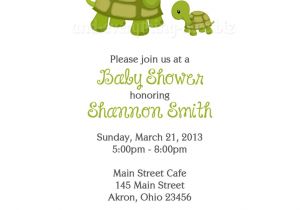 Baby Shower Invitations Turtle theme Turtle Baby Shower Birthday Invitations Custom Design