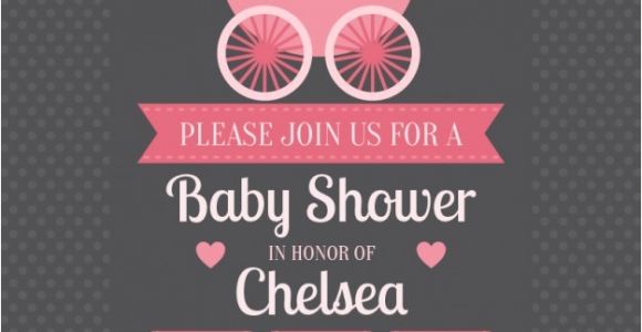 Baby Shower Invitations Vector Baby Shower Invitation with Baby Buggy Vector