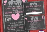 Baby Shower Invitations with Diaper Raffle and Book Request Elephant Baby Shower Invitation Set Coed Couples Shower