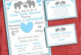 Baby Shower Invitations with Diaper Raffle and Book Request Elephant Baby Shower Invitation theme Coed Couples Baby