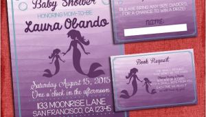 Baby Shower Invitations with Diaper Raffle and Book Request Mermaid Baby Shower Invitation Set Invite Diaper Raffle