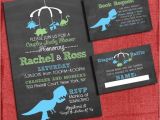 Baby Shower Invitations with Diaper Raffle and Book Request Printable Dinosaur Baby Shower Invitation Set Invite
