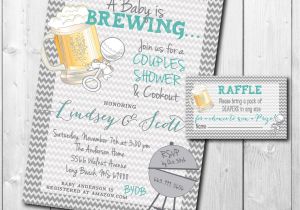Baby Shower Invitations with Diaper Raffle Wording Couples Baby Shower Invitation and Diaper Raffle Ticket