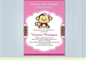 Baby Shower Invitations with Monkeys Pink Lime Green Girl Monkey Jungle Monkeys Baby Shower