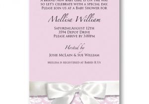 Baby Shower Invitations with Ribbon Damask Ribbon Pink Baby Shower Invitations