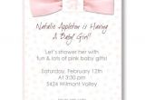 Baby Shower Invitations with Ribbon Pink Baby Bear Ribbon Baby Shower Invitations