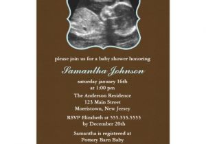Baby Shower Invitations with sonogram Picture Blue Damask Pattern sonogram Baby Shower 5×7 Paper