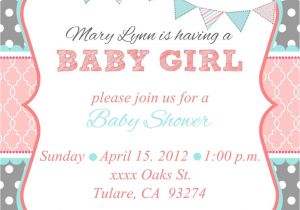 Baby Shower Invitations Wording for A Girl Loca Date Time Line About Diaper Raffle Spa Prize