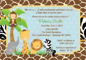 Baby Shower Invitations Zoo Animal theme Baby Shower Invitations Safari theme Wording