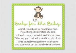 Baby Shower Invite Book Instead Of Card Monkey Baby Shower Bring A Book Instead Of A Card Invitation