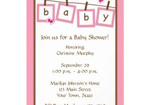Baby Shower Invite Text Baby Text Clothesline Baby Shower Invitation 5" X 7