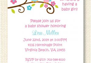 Baby Shower Invite Text Girl Owl Baby Shower Invitation Instant Download Editable