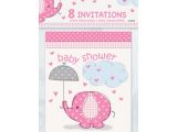 Baby Shower Invites with Elephants Pink Elephant Baby Shower Invitations 8ct