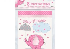 Baby Shower Invites with Elephants Pink Elephant Baby Shower Invitations 8ct