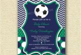Baby Shower soccer Invitations Chevron and Polka Dot soccer Baby Shower Invitation
