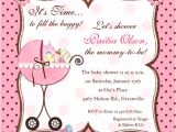 Baby Showers Invitation Cards Frilly Pink Buggy Shower Invitation Baby Pink & Chocolate