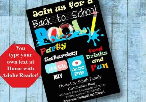 Back to School Pool Party Invitation Back to School Pool Party Invitation Printable by byministore