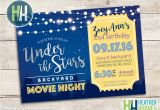 Backyard Movie Party Invitation Backyard Movie Night Birthday Invite Girl or Boy Birthday