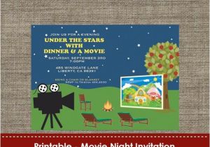 Backyard Movie Party Invitation Backyard Under the Stars Movie Night Invitation Diy