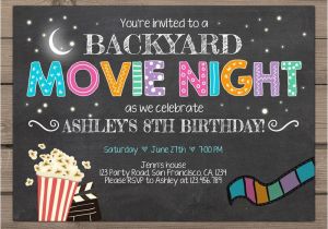 Backyard Movie Party Invitation Movie Night Birthday Invitation Under the Stars Invitation