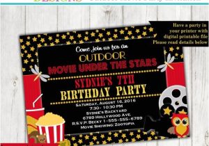 Backyard Movie Party Invitation Under the Stars Outdoor Movie Party Movie Birthday Party