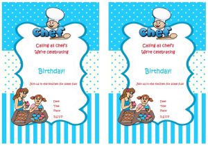 Baking Birthday Party Invitations Free Cooking and Baking Birthday Invitations Birthday Printable