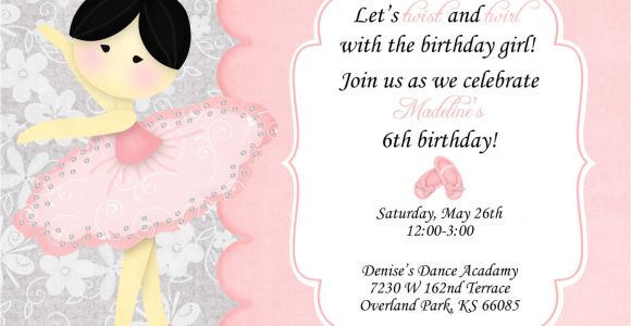 Ballerina Birthday Invitation Template Free Ballerina Birthday Invitation