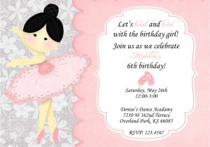 Ballerina Birthday Invitations Free Ballerina Birthday Invitation